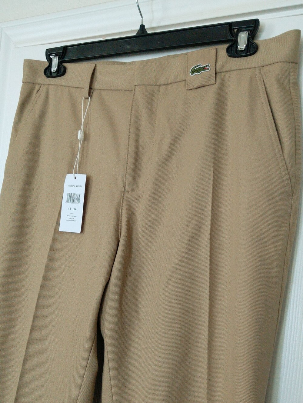 Lacoste Men’s Straight Comfortable Fit Flat Front Classic Beige Chino Pants Sz34